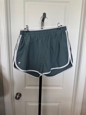 Fabletics Teal/green Athletic Shorts with White Trim